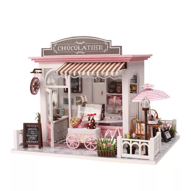1x Mini Dollhouse Kit Hot Coco Shop Store Room Box Miniature Easy DIY Handmade