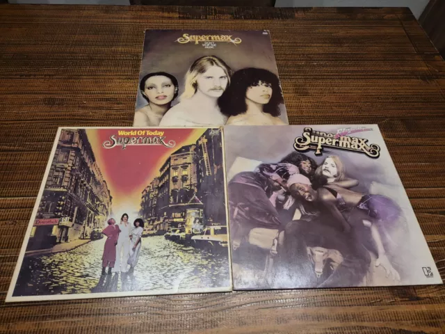 3 LPs Vinyl Sammlung Supermax Don´t Stop The Music World Of Today Fly With Me