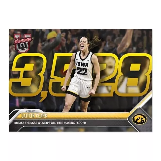 2023-24 Topps Now Bowman U #49 Caitlin Clark All-Time Scoring Record - In Hand