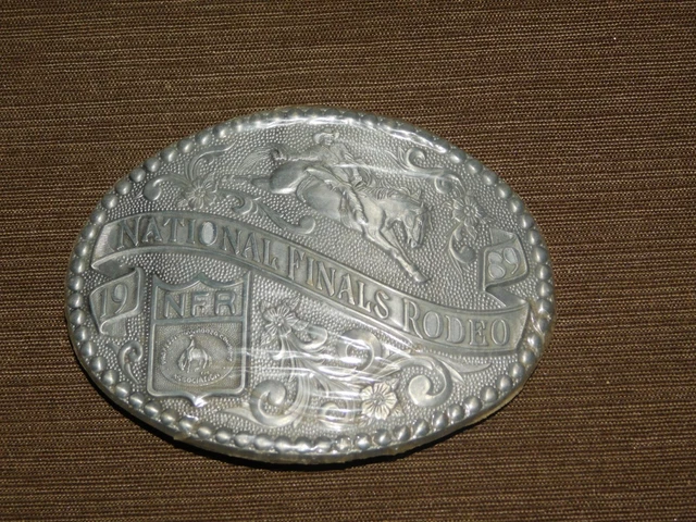Vintage  1989 Nfr National Finals Rodeo Cowboy Belt Buckle Las Vegas New Nos