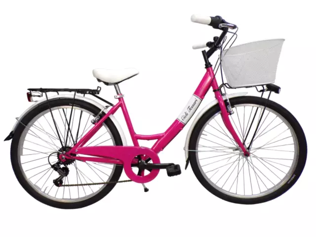 bicicletta donna bici da passeggio city bike 26'' cambio 6 velocita'