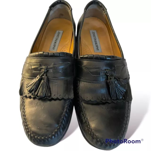 MEN'S JOHNSTON & Murphy Hayes Tassel Dress Loafers Size 10 Black. GUC ...