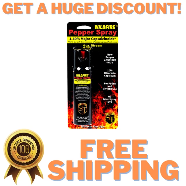 WildFire Pepper Spray Stream 4oz 1.4% MC Self Defense Home Security Protection