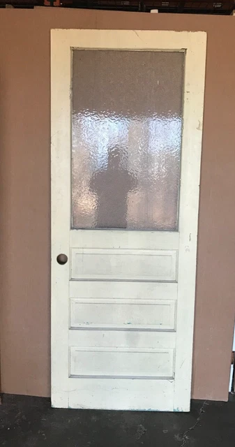 1 Antique Single 32x83 Pebbled Privacy Glass Bath Laundry Door VTG Old 33-23B