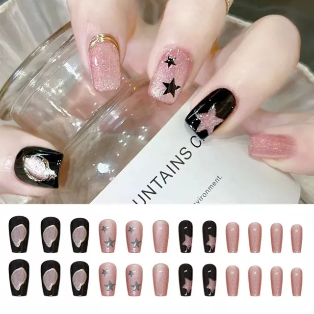 Star Cat Eye False Nails French Press on Nails Fashion Nail Tips  Women Girls