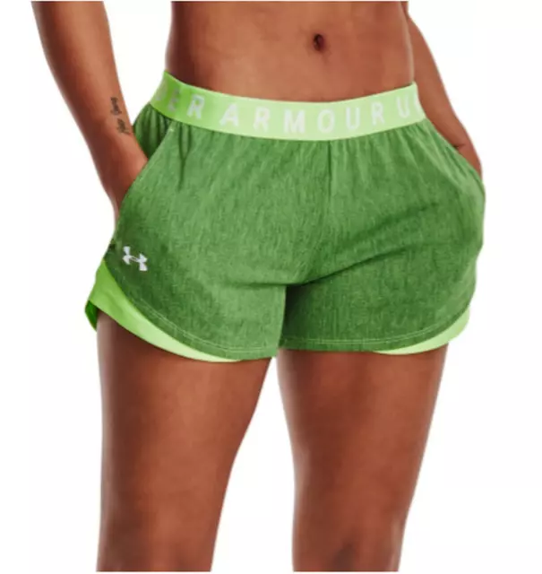 New UNDER ARMOUR Women's UA PLAY UP 3.0 Shorts Large Gym Run Sport Green Pants