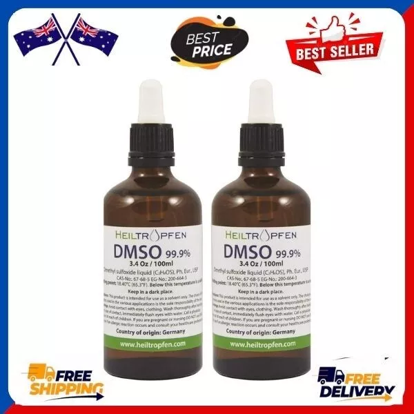 DMSO - Dimethyl sulfoxide liquid 100ml Pharmaceutical grade High purity (2 Pack)