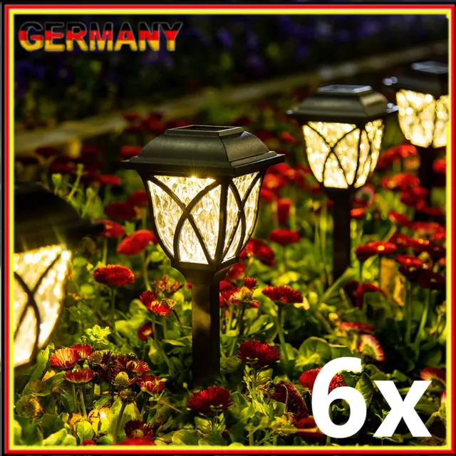 Solarleuchten Garten, 6er Set Solarlampen für Außen, LED Licht Solar Wegeleuchte