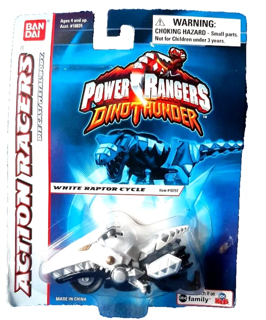 Dino Raptor Power Ranger POWER RANGERS DINO THUNDER WHITE RAPTOR CYCLE RACER DIECAST BANDAI NEW ...