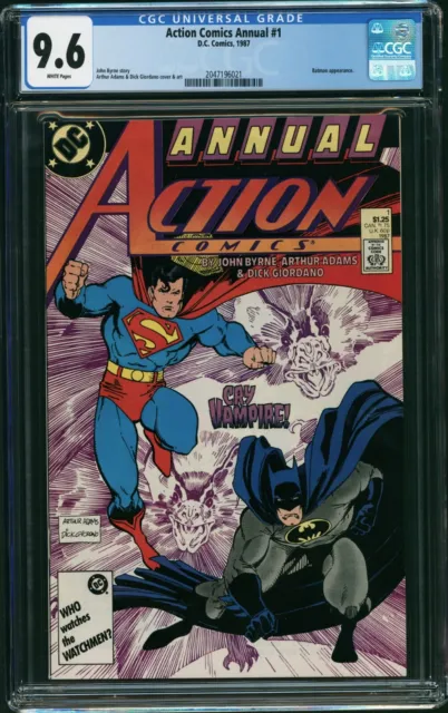 Action Comics Annual #1 (DC, 1987) CGC 9.6 White - Superman, Batman - Art Adams