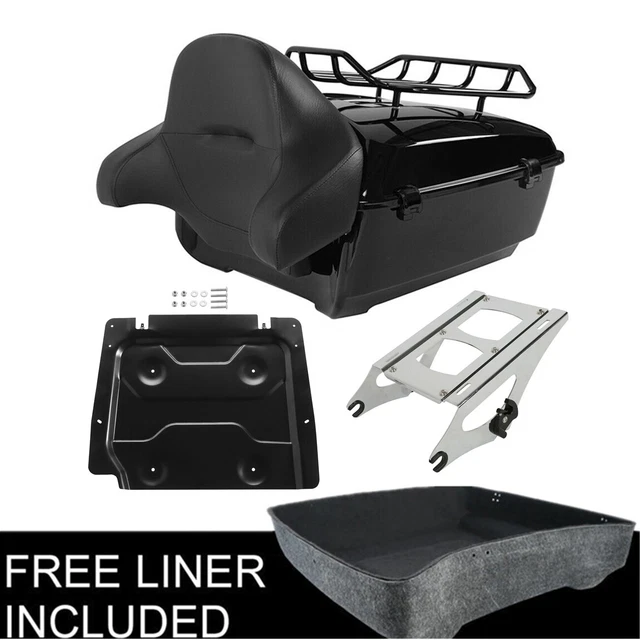King Pack Trunk Backrest 2up Rack & Plate Fit For Harley Touring Road King 14-up