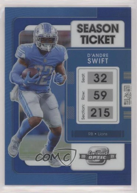 2021 Panini Contenders Optic Season Ticket Blue Prizm /99 D'Andre Swift #46