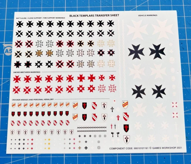 BLACK TEMPLARS BITS Transfer Sheet Decals Primaris Space Marines 40K