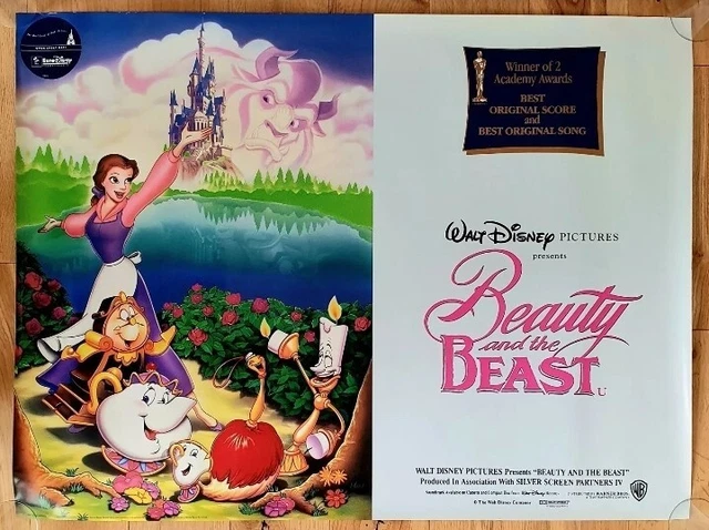 BEAUTY & THE BEAST ORIGINAL ROLLED 1991 UK QUAD CINEMA POSTER 30x40 ...