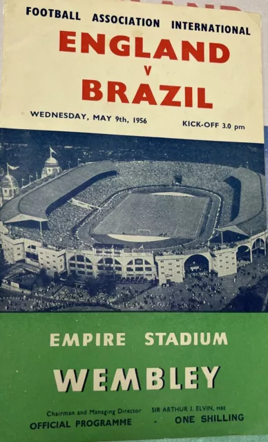 1956 England vs Brazil Football programme & ticket