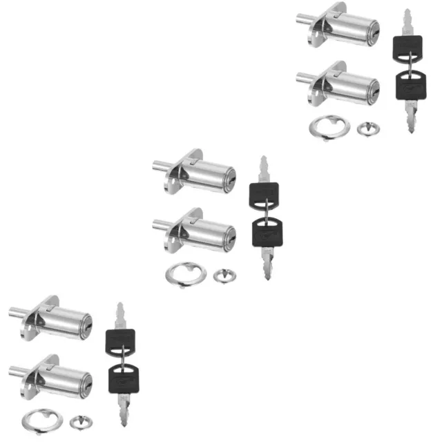 6 Pcs Drawer Lock Showcase Tubular Push with Key Sliding Door Locker Prime