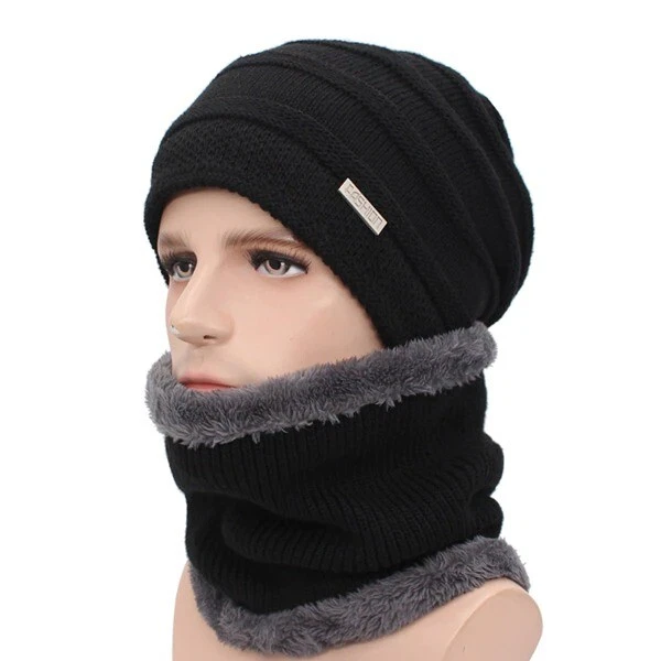 Nuevo Conjunto de Sombrero y Bufanda Tejida  de Invierno para Mujeres y Hombres
