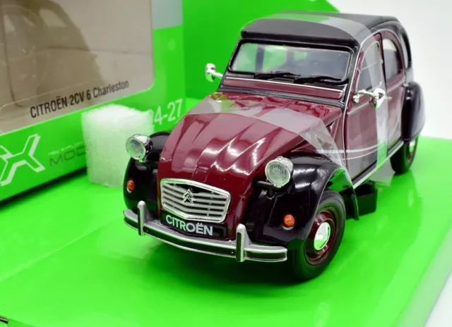 2Cv6 Charleston Citroen Bordeaux/Noire Welly 3041828 Echelle 1/24 Eme Collection