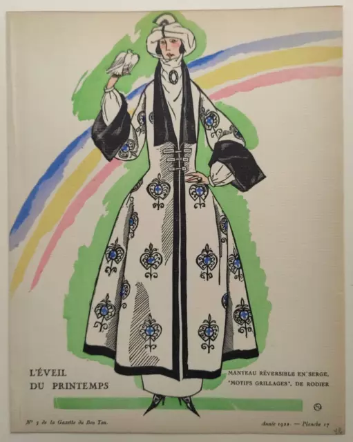 L'eveil Du Printemps, Fernand Simeon, Pochoir Original 1922, Gazette Du Bon Ton