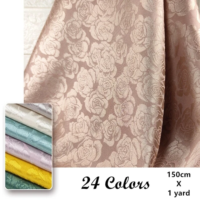 Tessuto Raso Jacquard Rosa Floreale Panno Per Abito Vestiti Tovaglia Artigianato