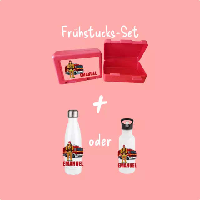 Personalisierte Brotzeitbox mit Trinkflasche mit Namen Brotdose Einschulung_003G