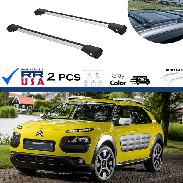 Barres De Toit BASIC Pour Citroën C4 Cactus 2014+ - 3 Barres Noires Anodisées - Charge Max 75 Kg En Roulant