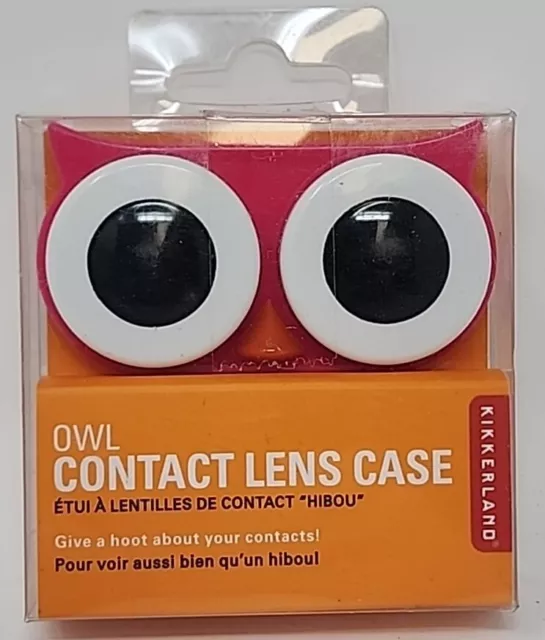 1 Pc Kikkerland Owl Eyes Contact Lens CASE Pink Storage Solution Soaking Box