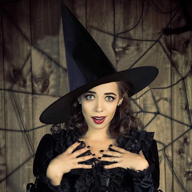 BLACK HALLOWEEN WITCH Hat Foldable Wizard Hat for Masquerade Costume ...