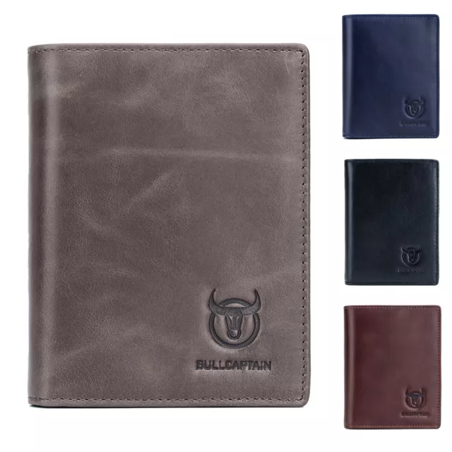 New Mens Wallet Large Capacity Genuine Leather RFID Bifold Card Holder