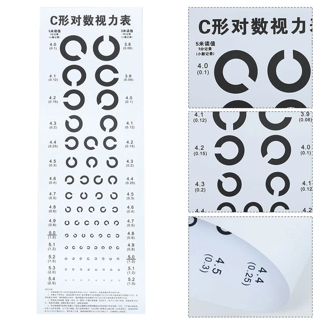 2cm Visual Chart 6 SHEETS C- Type Visual Chart Rosenbaum Eye Charts Test Pointer Flip £ ...