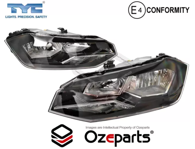 TYC Pair LH+RH Head Light Lamp No LED For VW Volkswagen Polo AW Hatch 2017~2021