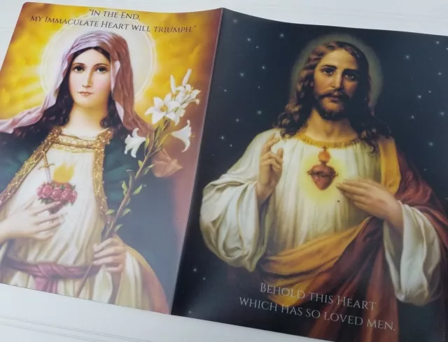 Catholic SACRED HEART of JESUS + IMMACULATE HEART of MARY 8x10 ready to  frame