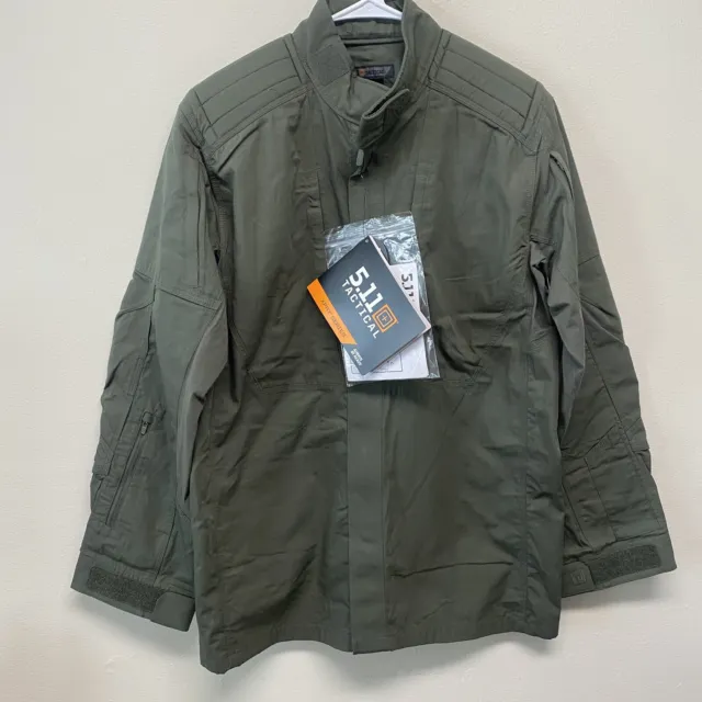 5.11 Tactical Shirt Mens Medium XPRT Series Green Work Long Sleeve Full Zip NEW