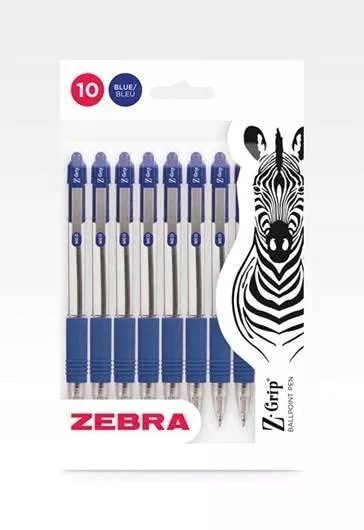 Zebra Z Grip 1.0 mm Ballpoint Pen - Blue (Pack of 10), 1952