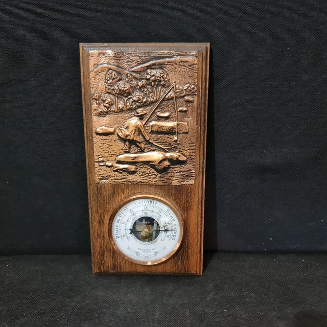 BAROMETRE THERMOMÈTRE ANCIEN STATION MÉTÉO MURAL 3 CADRANS VINTAGE 45 cm EUR 29,00 - FR