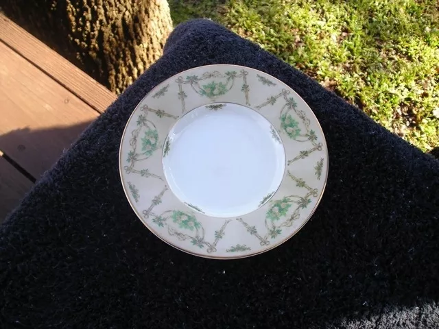 Mikasa Love Letter Brown Green Flower Baskets Ribbons White Saucer
