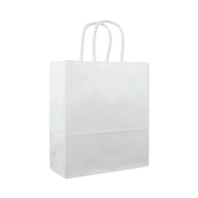 100 Carta Kraft Medium Bianco SOS Cibo borse con manici FESTA TAKE AWAY 