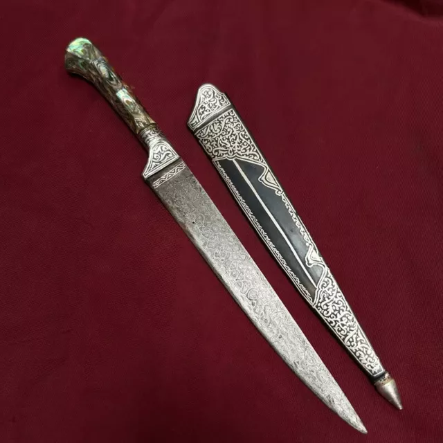 Vintage rare indo persian Kard/Chura or Courtknife dagger with silver koftgari