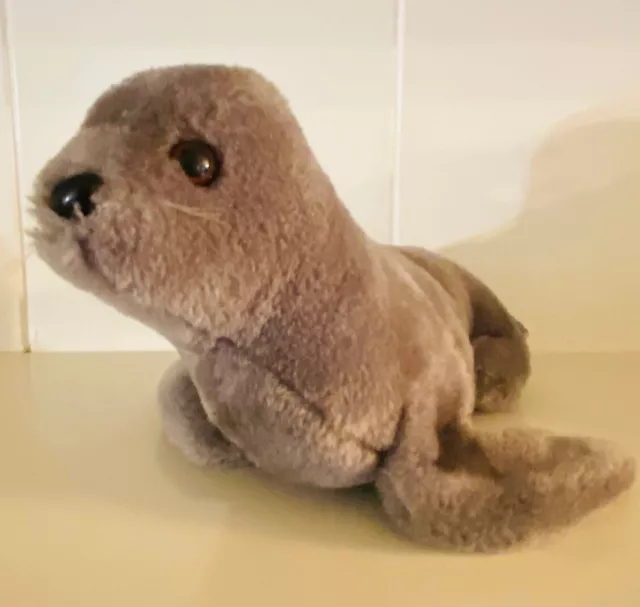 Vintage Dakin Gray Arctic Harp Seal Pup 10" Plush Sea Lion Stuffed Animal 70s