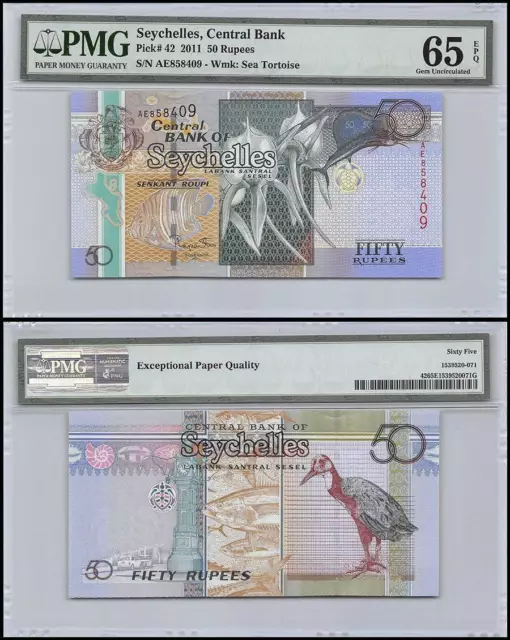 Seychelles 50 Rupees, 2011, P-42, PMG 65