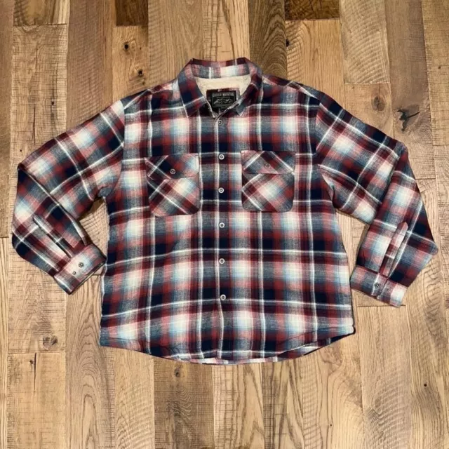 GRIZZLY MOUNTAIN MEN’S Sherpa-Lined Snap Plaid Flannel Shirt Jacket ...