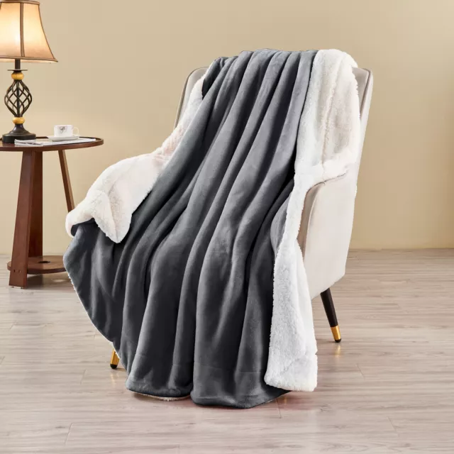 Luxury Sherpa Fleece Blanket Large For Sofa Bed Couch Throw Queen Twin Soft Warm 3