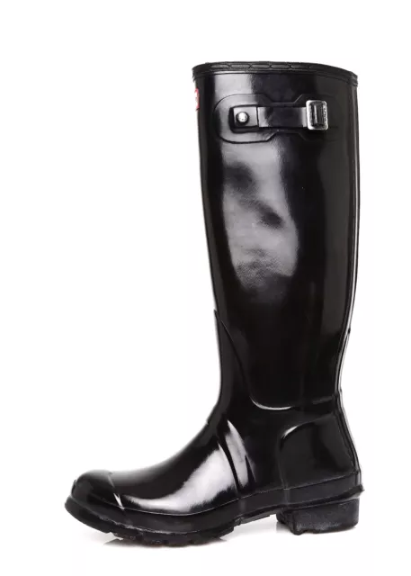 HUNTER Original High Gloss Black Unisex Boot Sz 9W 8M 4540 *