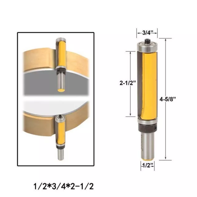 1/2'' Shank Top Bearing Flush Trim Pattern Router Bit Set Milling Cutter