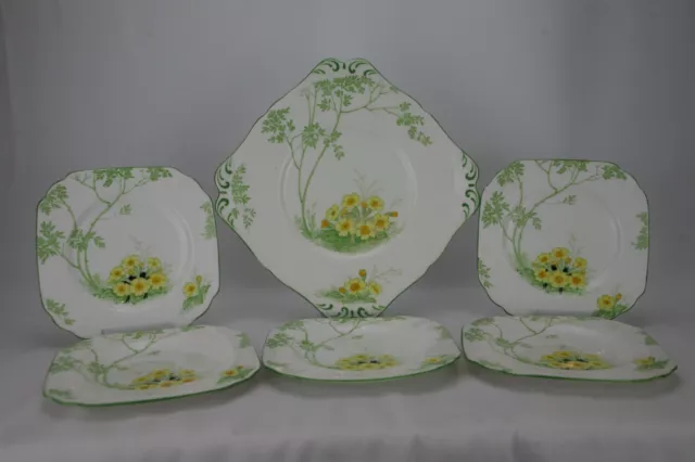 Vintage(1930s) Art Deco Staffordshire New Chelsea Primrose Vale Cake Service Set