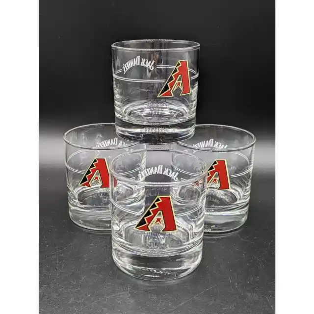 Set of 4 Arizona diamondbacks MLB Jack Daniels whiskey glasses World Series