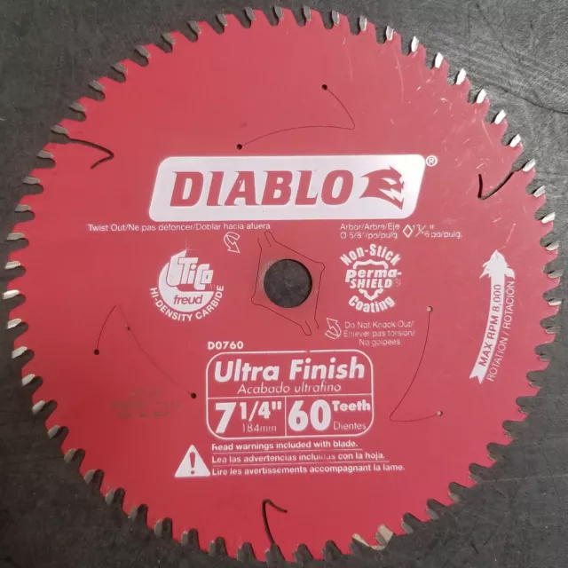 Diablo D0760A Ultra Fine Finishing Circular Saw Blade, 60-Tooth x 7-1/4"