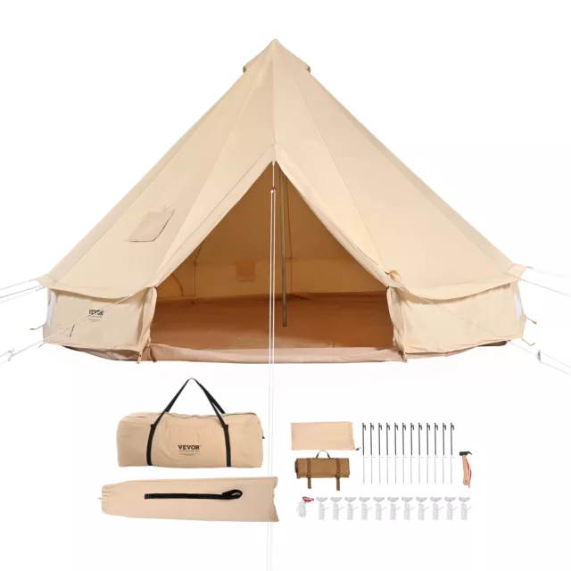 VEVOR Tente Cloche Toile 4 Saisons 4 m pour Camping Familial avec Trou de Poêle