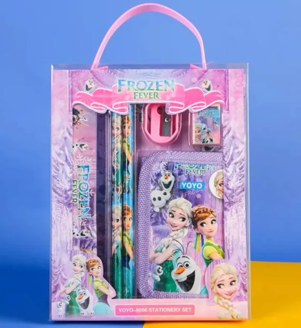 Kids Disney Frozen 6PCS Stationary Set Pencil Case Rubber School Gift UK NEW