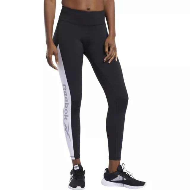 Reebok Womens Workout Ready Logo Long Training Tights - Black